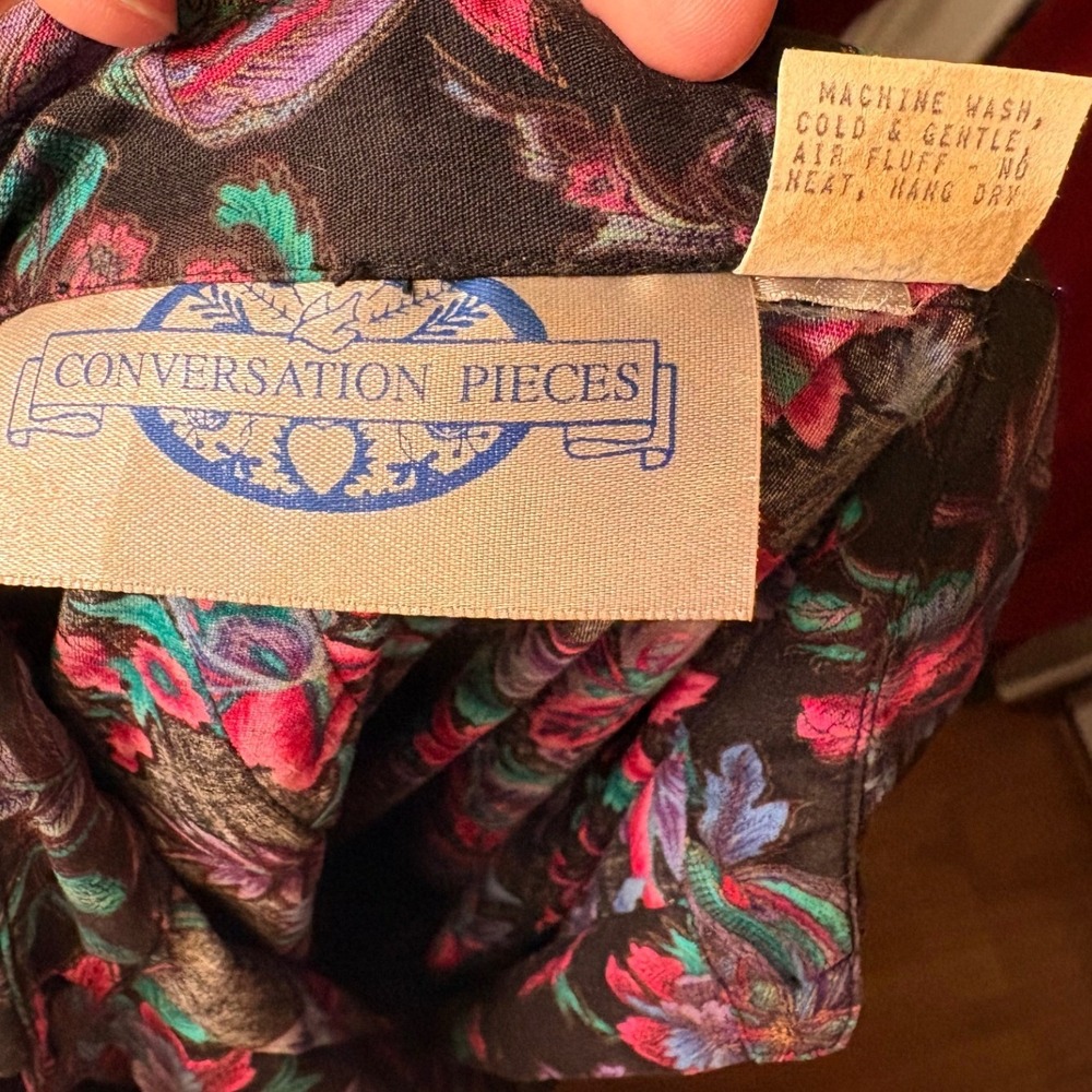 Conversation Pieces Skirt Set Womens L Floral Black Cotton Good Tiered  2pc - Picture 7 of 13
